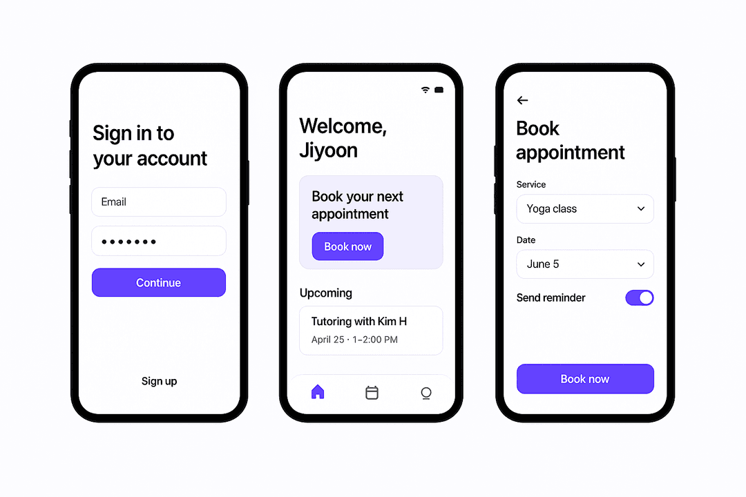 UI/UX 디자인 - 직관적이고 매력적인 사용자 인터페이스를 보여주는 UI/UX 디자인 작업 예시